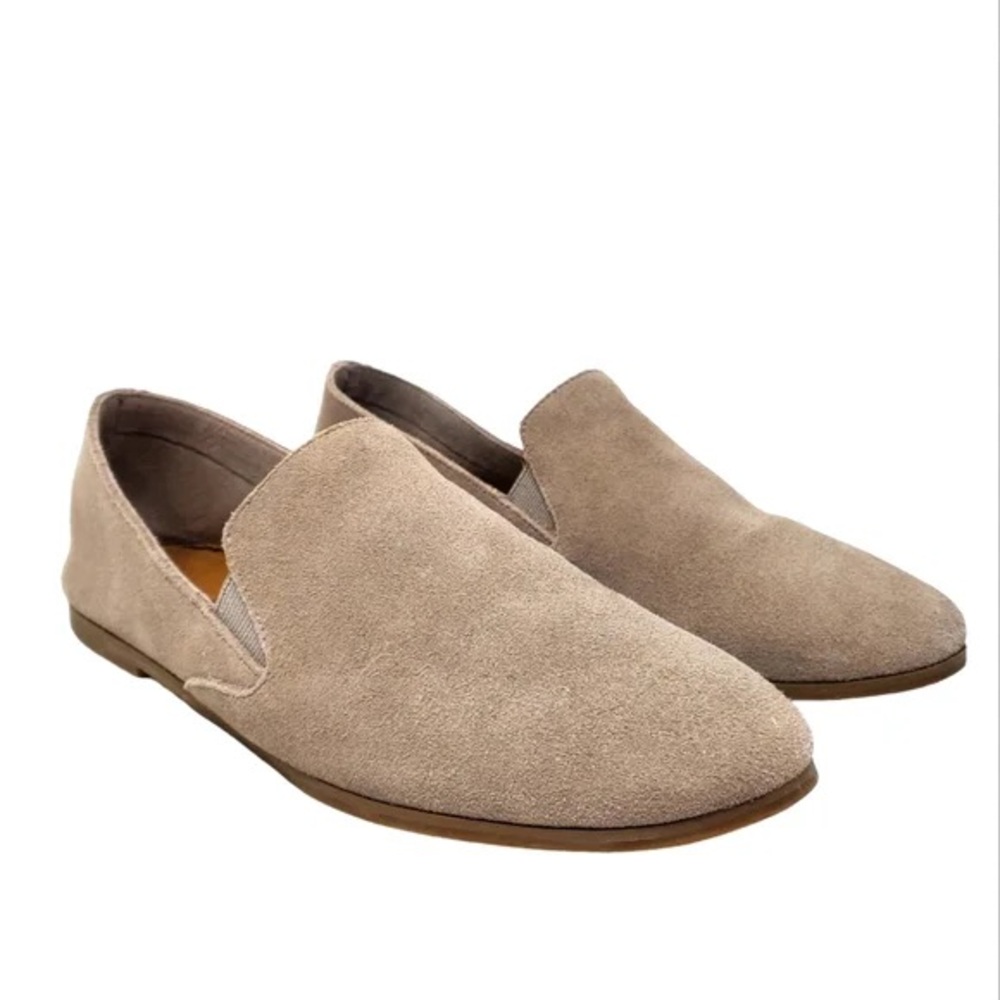 Lucky Brand Charsa Grey Suede Leather Loafers Size 8.5